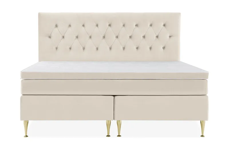 Royal Velvet komplett sengepakke 210x210 cm, Beige med høye gullfargede ben