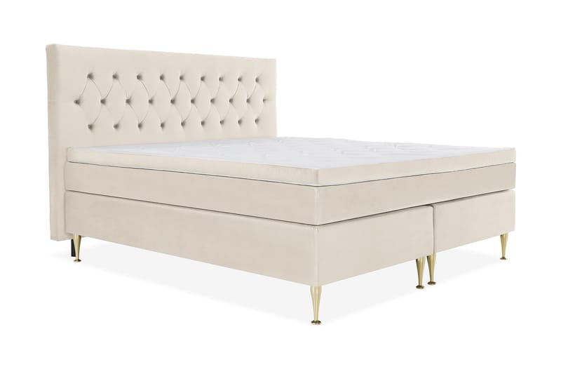 Royal Velvet komplett sengepakke 210x210 cm - Beige med høye gullfargede ben - Møbler - Senger - Komplett sengepakke