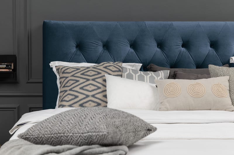 Royal Velvet Kontinentalseng 160x200 cm - Mørkeblå Fløyel/Lave Gullben - Møbler - Senger - Komplett sengepakke