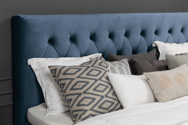 Royal Velvet Kontinentalseng 160x200 cm - Mørkeblå Fløyel/Lave Gullben - Møbler - Senger - Komplett sengepakke