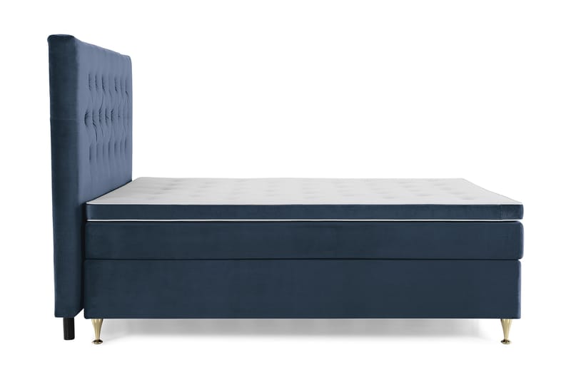 Royal Velvet Kontinentalseng 160x200 cm - Mørkeblå Fløyel/Lave Gullben - Møbler - Senger - Komplett sengepakke