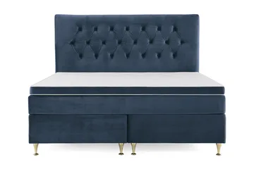 Royal Velvet Kontinentalseng 160x200 cm - Mørkeblå Fløyel/Lave Gullben - Møbler - Senger - Komplett sengepakke