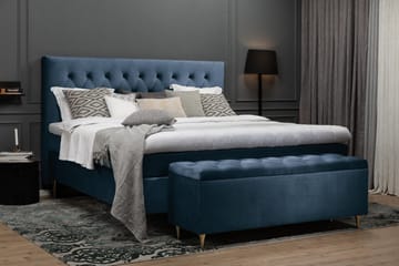Royal Velvet Kontinentalseng 160x200 cm - Mørkeblå Fløyel/Lave Gullben - Møbler - Senger - Komplett sengepakke