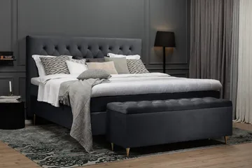 Royal Velvet Kontinentalseng 160x200 cm - Svart Fløyel/Lave Rosében - Møbler - Senger - Komplett sengepakke