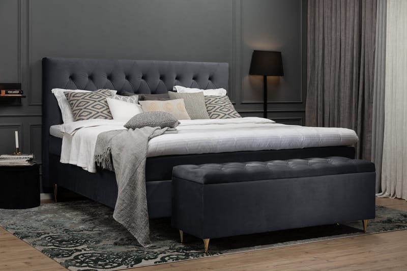 Royal Velvet Kontinentalseng 160x200 cm - Svart Fløyel/Lave Rosében - Møbler - Senger - Komplett sengepakke