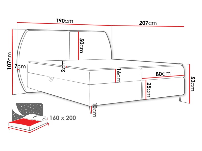 Rynricon Sengepakke Kontinentalseng 160x200 cm - Brun - Møbler - Senger - Komplett sengepakke