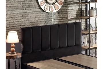 Ryntham Sengeramme Dobbel med Sengegavl 160x200 cm - Svart - Møbler - Senger - Sengeramme & sengestamme