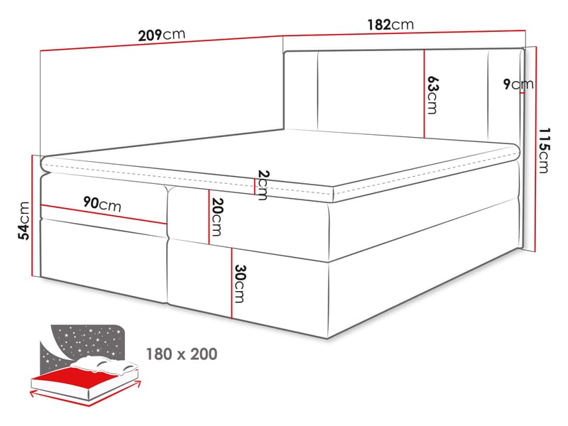 Salricus Kontinentalseng 180x200 cm med Oppbevaring - Lysegrå - Møbler - Senger - Kontinentalsenger