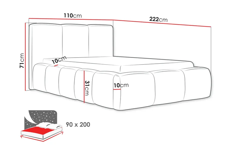 Salvenor Sengeramme med Oppbevaring 90x200 cm - Beige - Møbler - Senger - Sengeramme & sengestamme