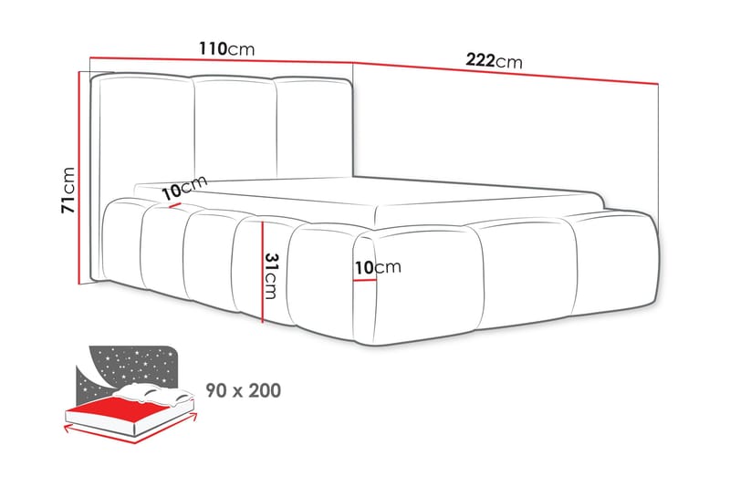 Salvenor Sengeramme med Oppbevaring 90x200 cm - Svart - Møbler - Senger - Sengeramme & sengestamme