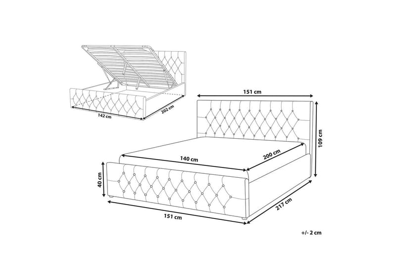 Säng med förvaring Amiens - Grå, 140x200 cm - Møbler - Senger - Sengeramme & sengestamme