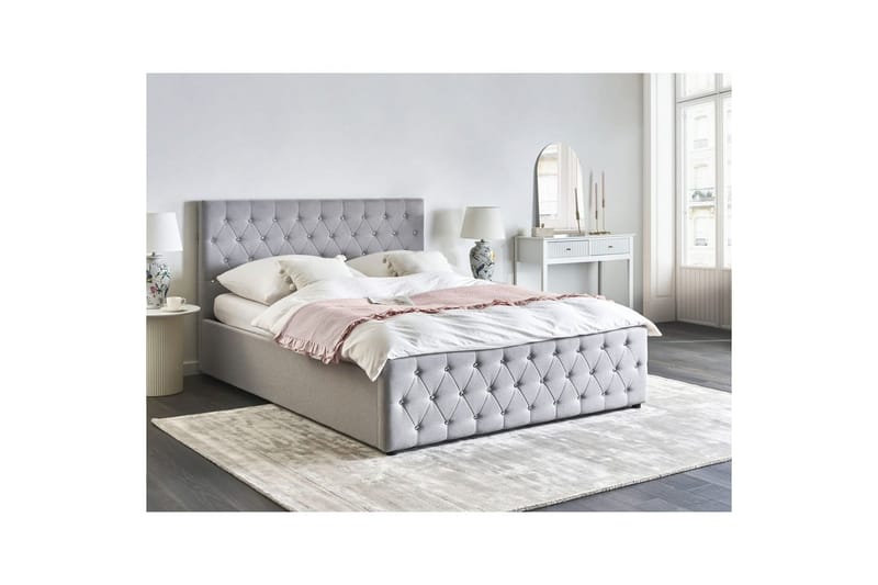 Säng med förvaring Amiens - Lys grå, 160x200 cm - Møbler - Senger - Sengeramme & sengestamme