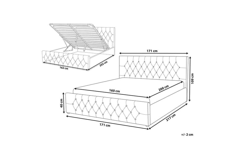 Säng med förvaring Amiens - Lys grå, 160x200 cm - Møbler - Senger - Sengeramme & sengestamme