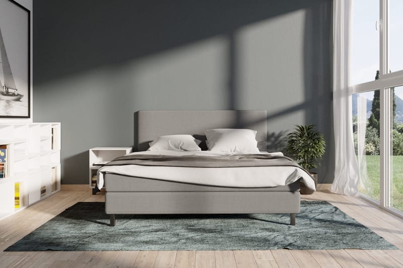 Select No 1 Komplett Sengepakke 210x210 - Lysegrå/Svarta Ben - Møbler - Senger - Komplett sengepakke