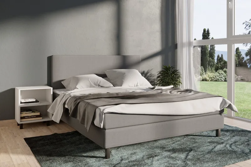 Select No 1 Komplett Sengepakke 210x210 - Lysegrå/Svarta Ben - Møbler - Senger - Komplett sengepakke
