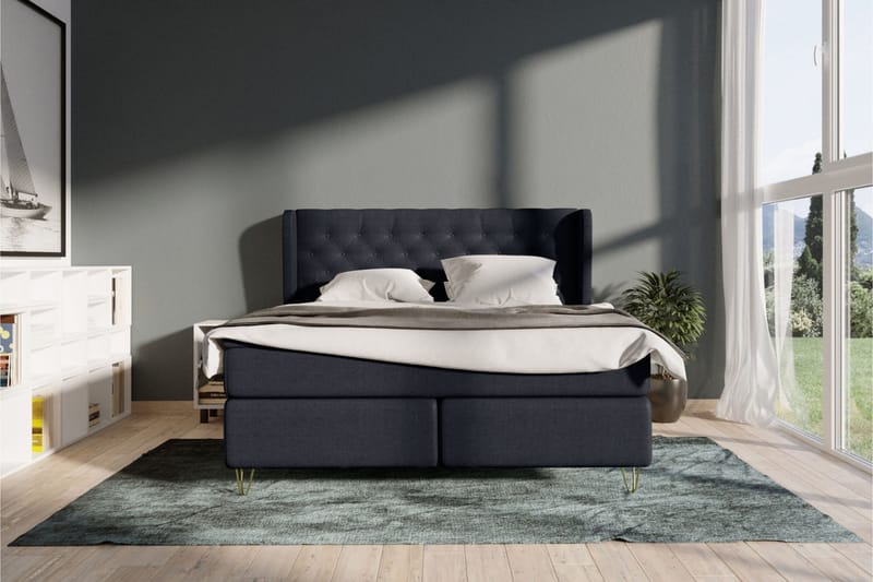 Select No 3 Komplett Sengepakke 180x200 Fast - Blå/Metallben - Møbler - Senger - Komplett sengepakke