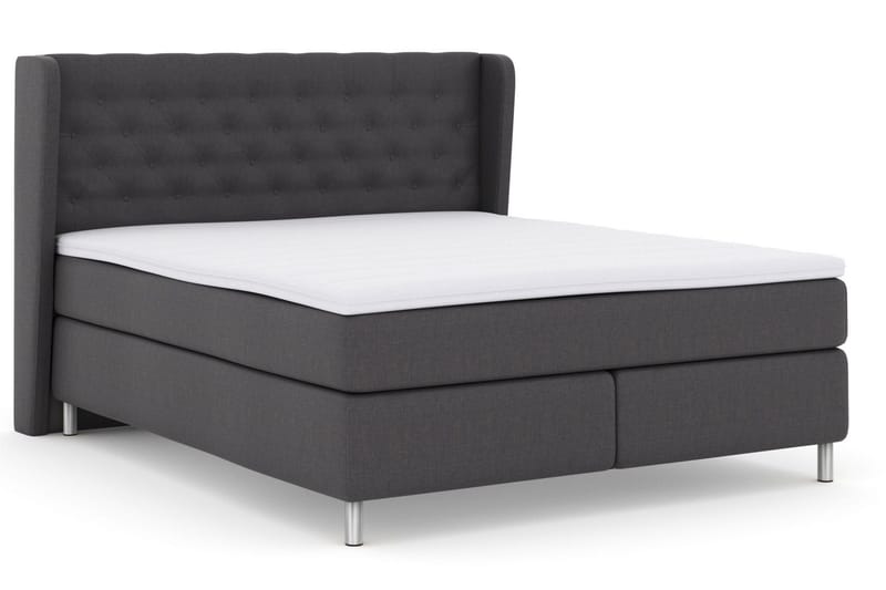 Select No 3 Komplett Sengepakke 210x210 Fast - Mørkegrå/Metallben - Møbler - Senger - Komplett sengepakke