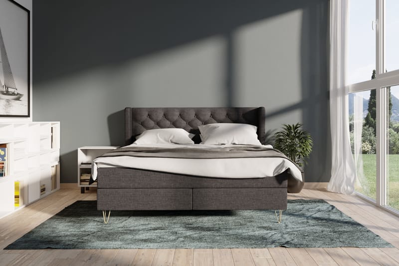 Select No 4 Komplett Sengepakke 120x200 Medium - Mørkegrå/Kobberben - Komplett sengepakke - Kontinentalsenger