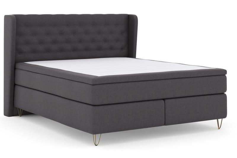 Select No 4 Komplett Sengepakke 160x200 Fast/Medium - Mørkegrå/V-formede Metallben - Møbler - Senger - Komplett sengepakke