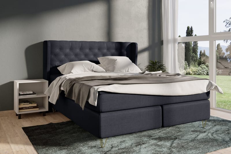 Select No 4 Komplett Sengepakke 180x200 Fast - Blå/V-formede Metallben - Møbler - Senger - Komplett sengepakke