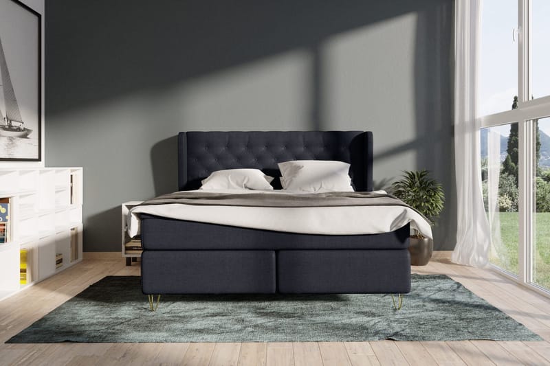 Select No 4 Komplett Sengepakke 180x200 Fast - Blå/V-formede Metallben - Møbler - Senger - Komplett sengepakke