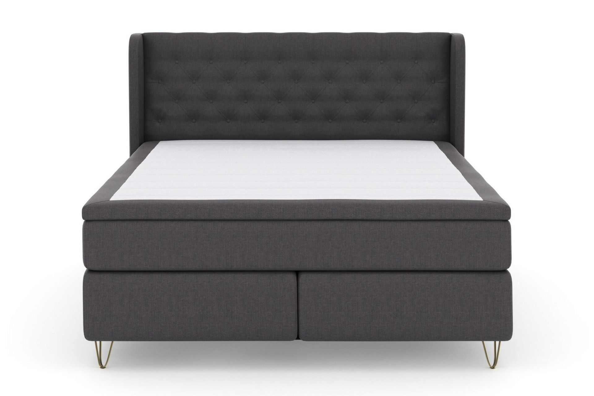 Select No 5 Komplett Sengepakke 210x210 Medium Watergel - Mørkegrå/V-formede Metallben