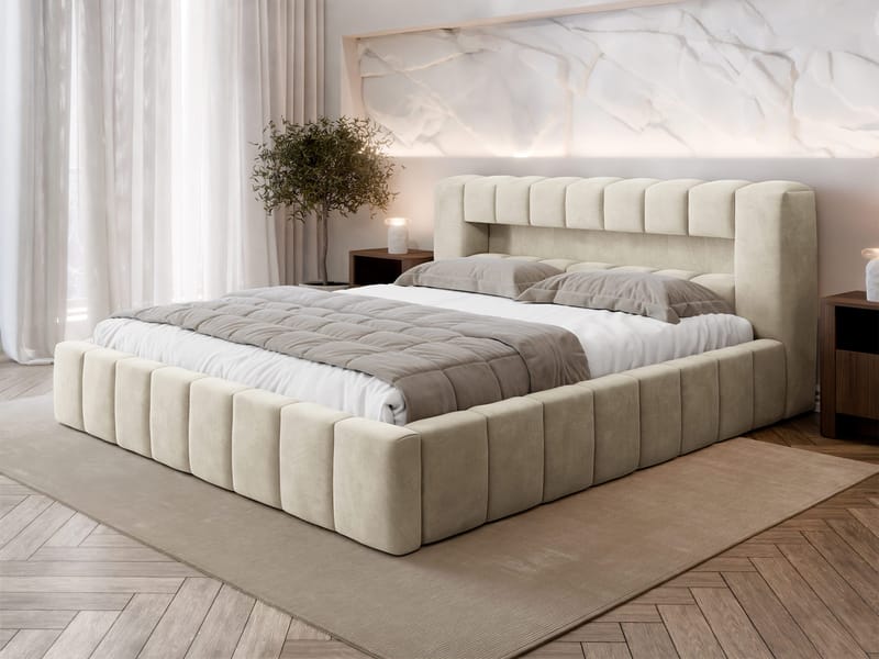 seng Amaro Velluto 02 140x200 - beige - Møbler - Senger - Sengeramme & sengestamme