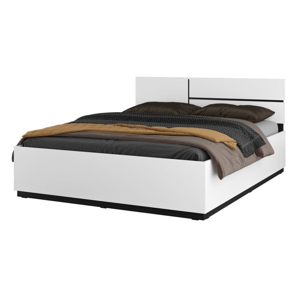 Seng Cross S med oppfellbar oppbevaring - 160 cm, Hvit