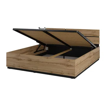 Seng Cross S med oppfellbar oppbevaring - 180 cm, Wotan eik - Møbler - Senger - Sengeramme & sengestamme