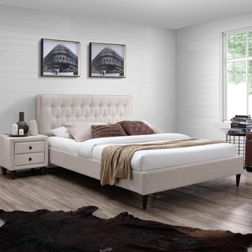 Seng HOME4YOU Emilia 160x200 cm med madrass Harmony Duo Season beige - Beige - Møbler - Senger - Komplett sengepakke