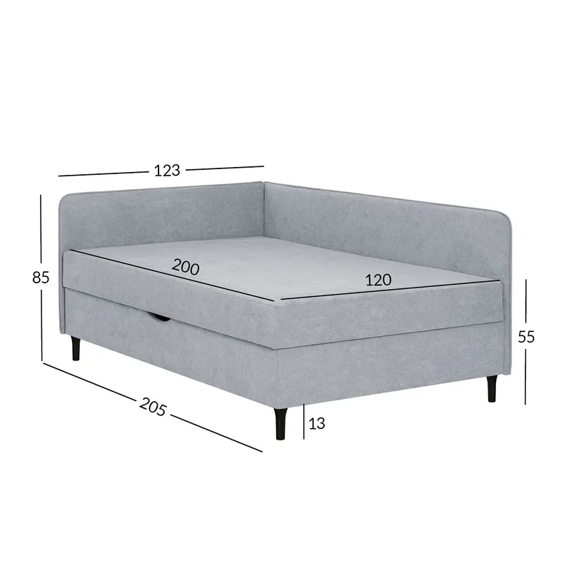 Seng HOME4YOU Henriette 120x200 cm, med oppbevaring 120x40x75 cm, Melamin med eikebark - Grå - Møbler - Senger - Sengeramme & sengestamme