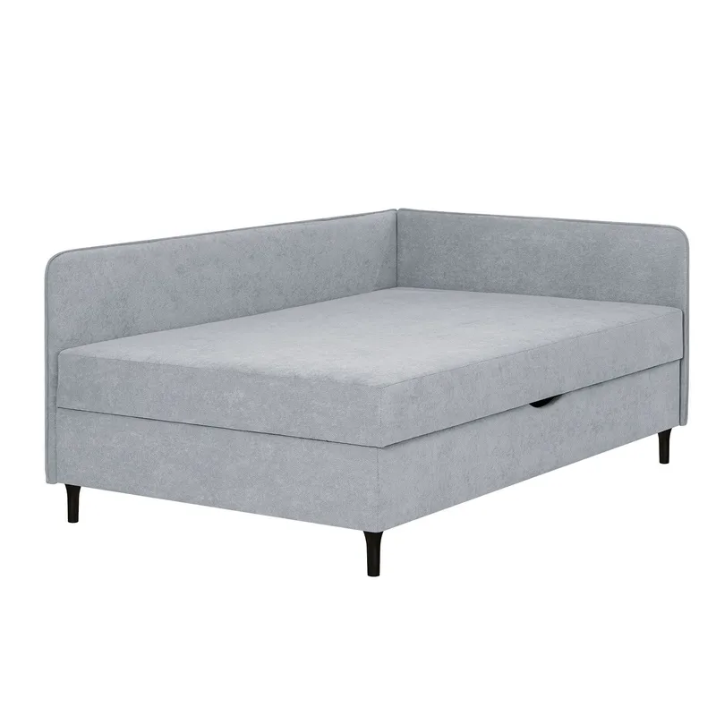 Seng HOME4YOU Henriette 120x200 cm, med oppbevaring 150x40x74 cm, Melamin med eikebark - Grå - Møbler - Senger - Sengeramme & sengestamme