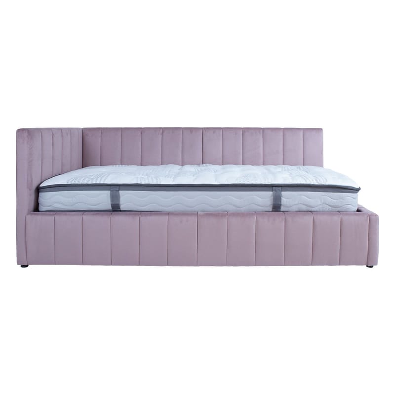 Seng HOME4YOU Jasper 90x200 cm med madrass Harmony Duo 100x40xh140 cm, eik - mauverosa - Møbler - Senger - Komplett sengepakke