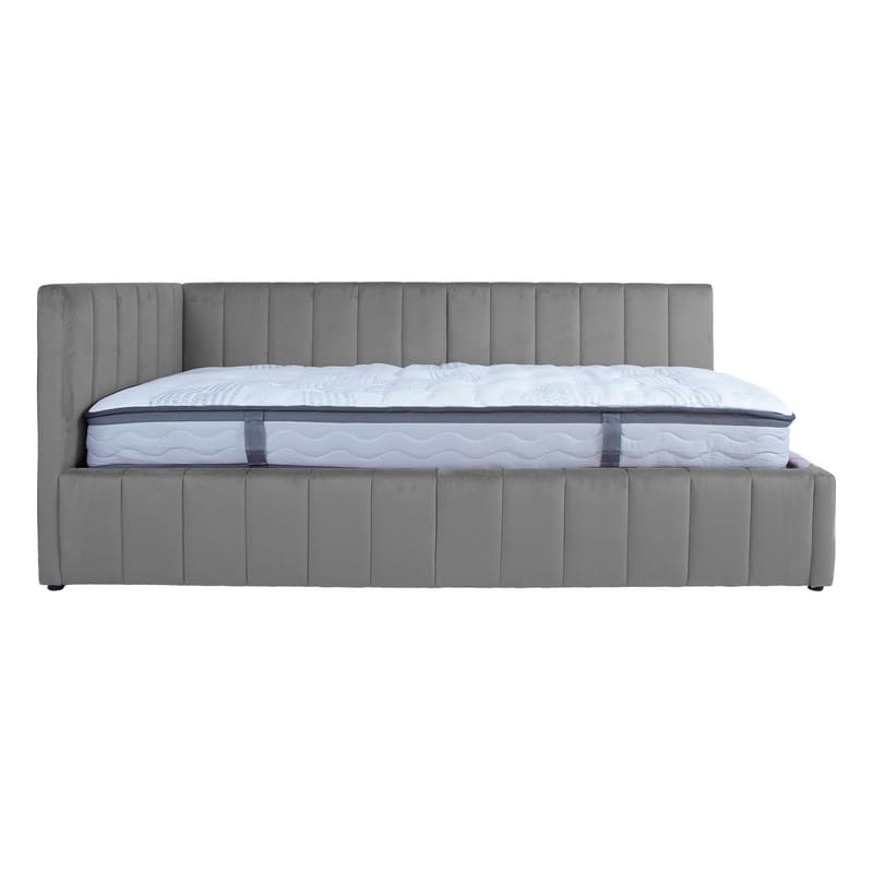 Seng HOME4YOU Jasper 90x200 cm med madrass Harmony Duo 80x40xh85 cm, melamin med eikebark - grå - Møbler - Senger - Sengeramme & sengestamme