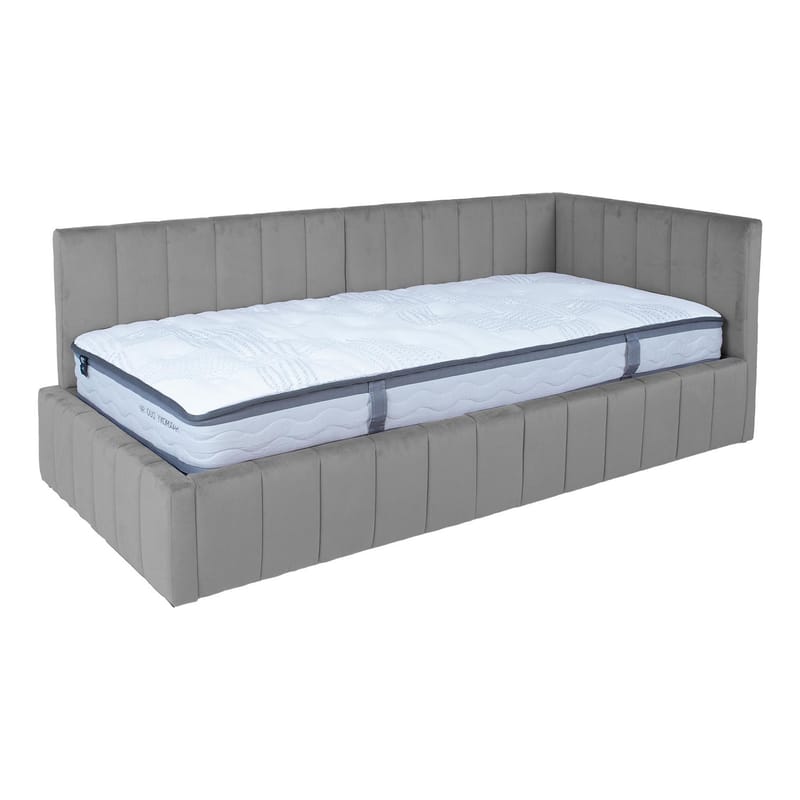 Seng HOME4YOU Jasper 90x200 cm med madrass Harmony Duo 80x40xh85 cm, melamin med eikebark - grå - Møbler - Senger - Sengeramme & sengestamme