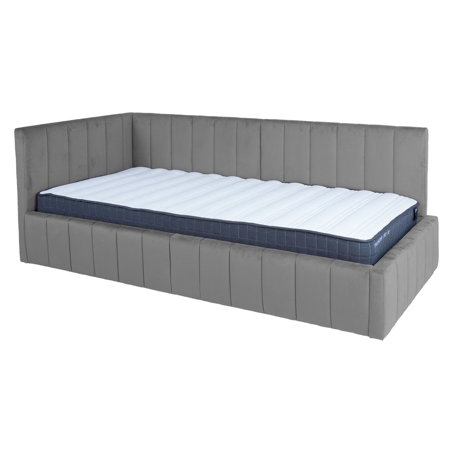 Seng HOME4YOU Jasper 90x200 cm med madrass Harmony Uno 106x40xh76 cm, Eik - grå