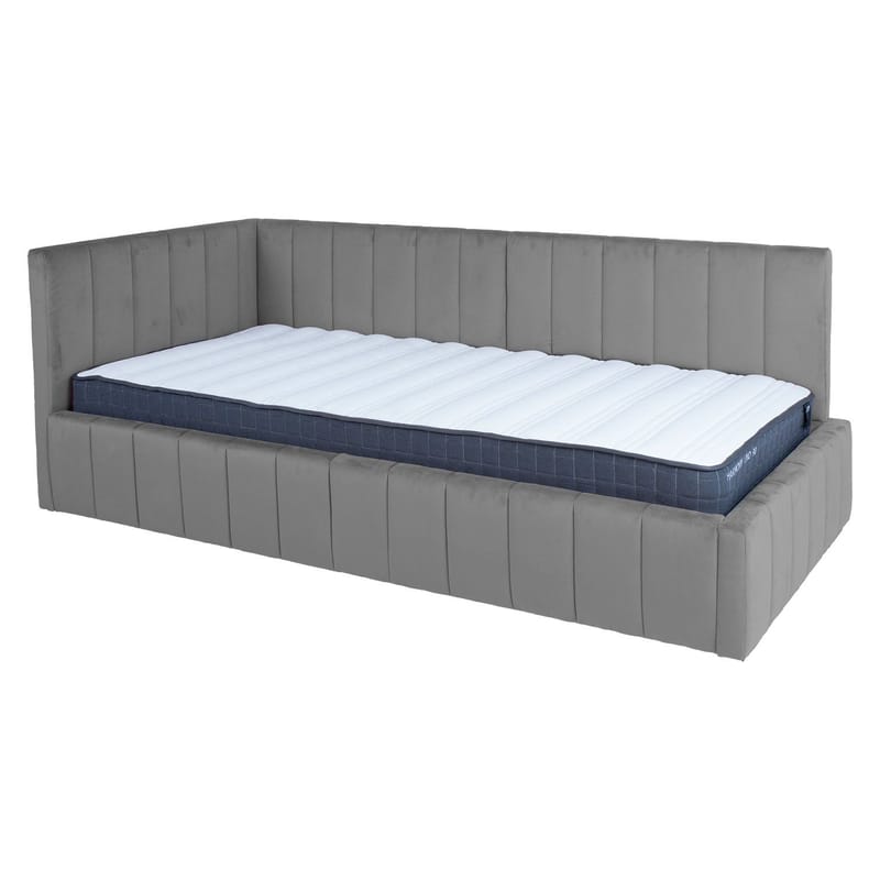 Seng HOME4YOU Jasper 90x200 cm med madrass Harmony Uno 106x40xh76 cm, Eik - grå - Møbler - Senger - Sengeramme & sengestamme