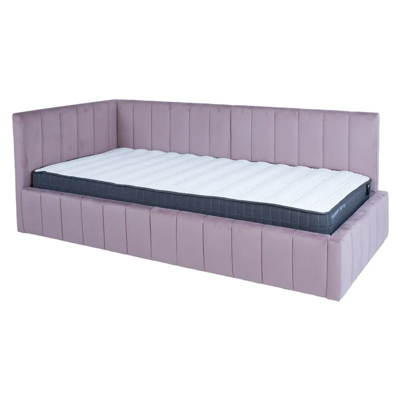 Seng HOME4YOU Jasper 90x200 cm med madrass Harmony Uno 180x40xh76 cm, Eik, mauverosa