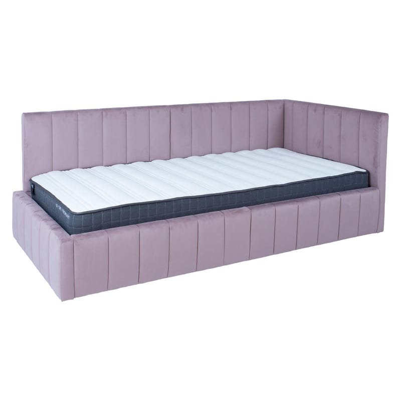 Seng HOME4YOU Jasper 90x200 cm med madrass Harmony Uno 180x40xh76 cm, Eik - mauverosa - Møbler - Senger - Sengeramme & sengestamme