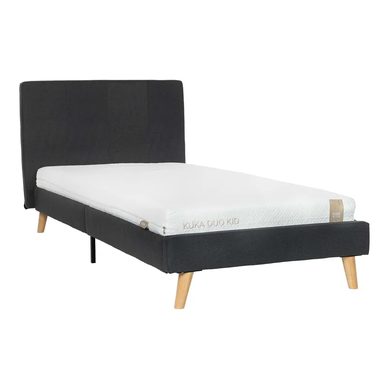 Seng HOME4YOU Juno 90x200 cm med madrass Kuka Duo Kid grå, Grå
