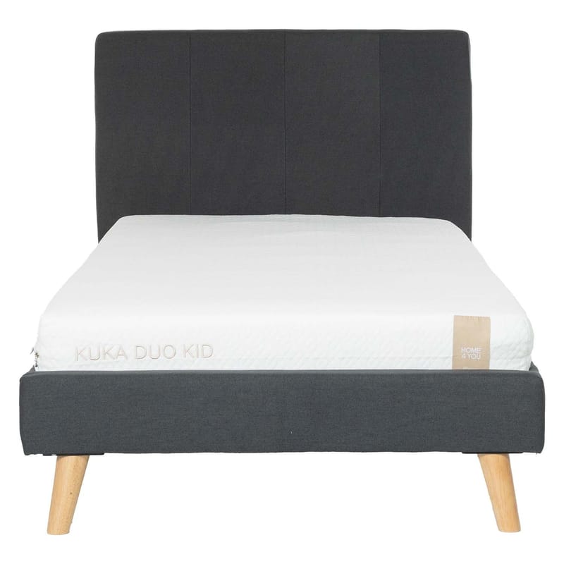 Seng HOME4YOU Juno 90x200 cm med madrass Kuka Duo Kid grå - Grå - Møbler - Senger - Komplett sengepakke