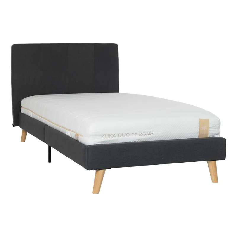 Seng HOME4YOU Juno 90x200 cm med madrass Kukka Duo 11 Zone grå, Grå