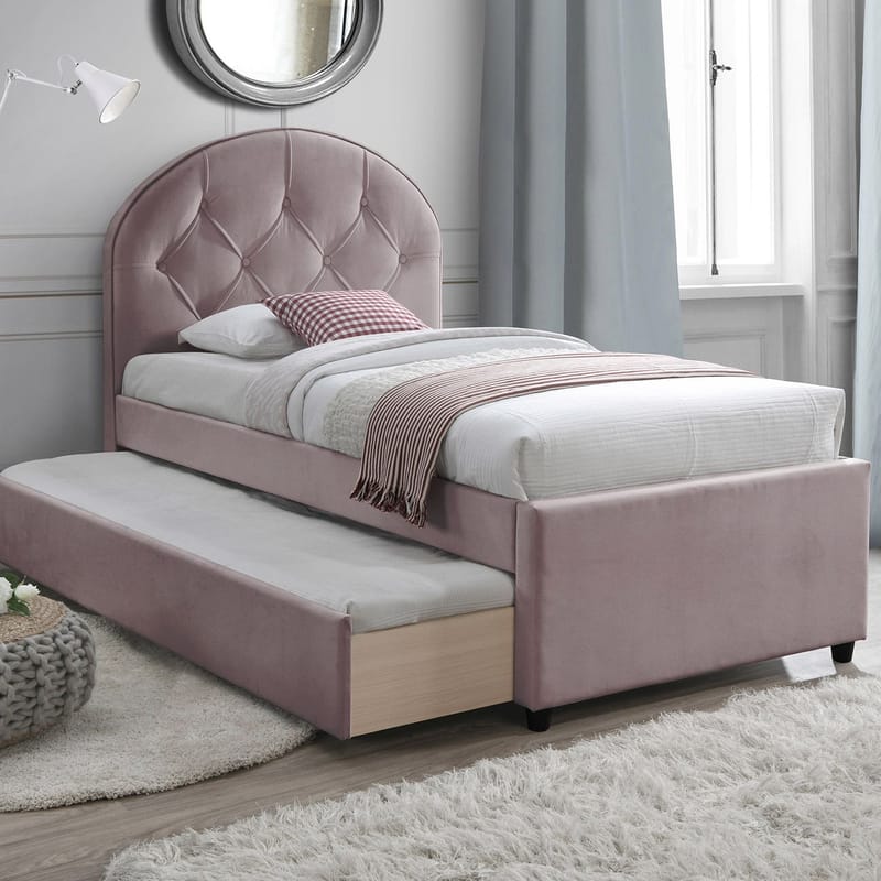 Seng HOME4YOU Lara med to madrasser Harmony Uno 90x200 cm Mauve rosa - Mauverosa - Møbler - Senger - Komplett sengepakke