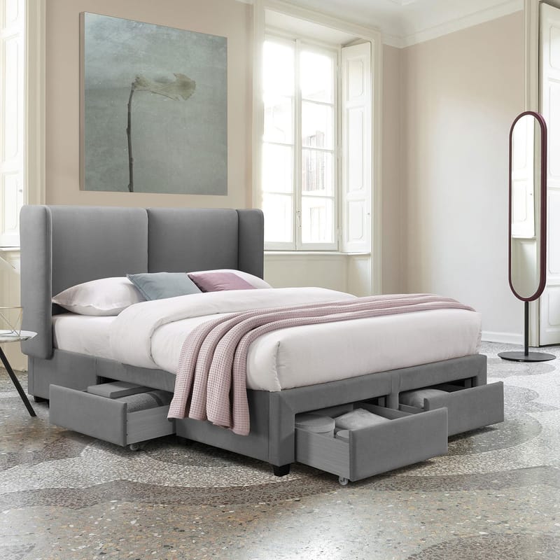 Seng HOME4YOU Sugi 160x200 cm Grå - grå - Møbler - Senger - Sengeramme & sengestamme