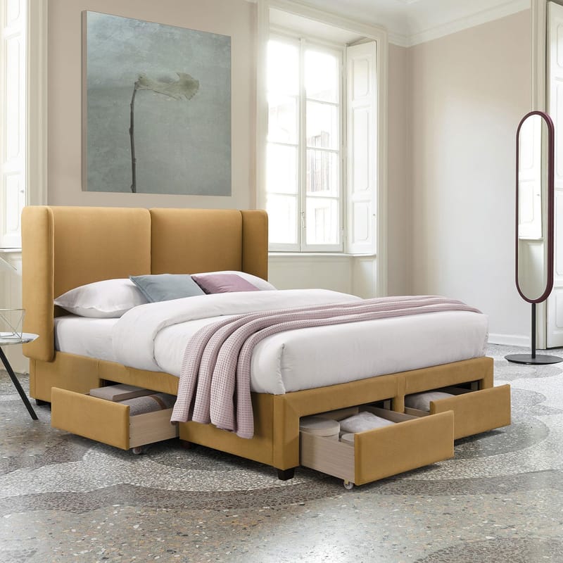 Seng HOME4YOU Sugi 160x200 cm Gul - gul - Møbler - Senger - Sengeramme & sengestamme