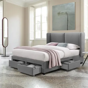 Seng HOME4YOU Sugi med madrass Harmony Delux 160x200 cm Grå - Grå - Møbler - Senger - Komplett sengepakke