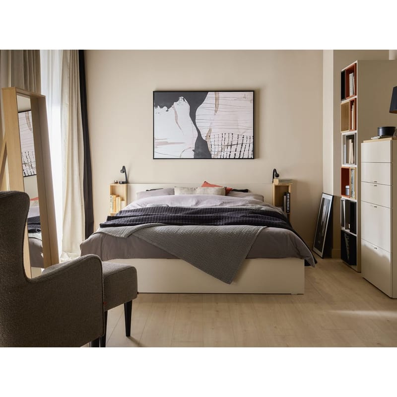 Seng med hodegjerde 4 You Fresh med Hevet Ramme Sand Beige - 160 x 200 cm - Møbler - Senger - Sengeramme & sengestamme