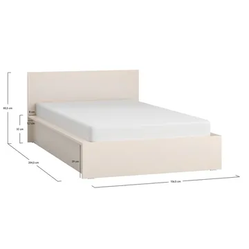 Seng med hodegjerde 4 You Fresh med Trespiler på Tape Sand Beige - 120 x 200 cm - Møbler - Senger - Sengeramme & sengestamme