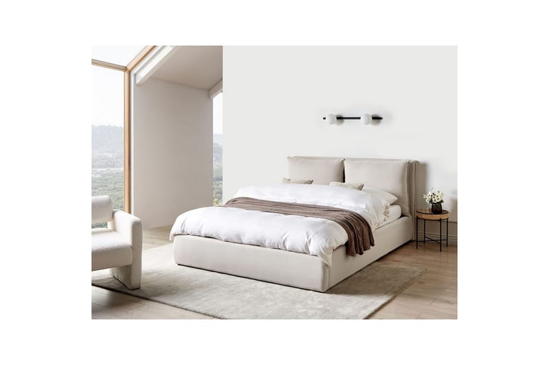 Seng med lagring Bajonna - Beige, 160x200 cm - Møbler - Senger - Sengeramme & sengestamme