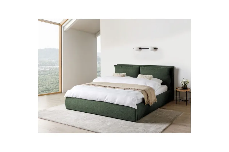 Seng med lagring Bajonna - Grønn, 180x200 cm - Møbler - Senger - Sengeramme & sengestamme